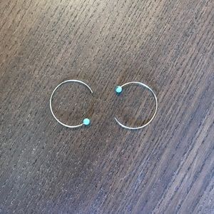 Gold and turquoise hoop earrings